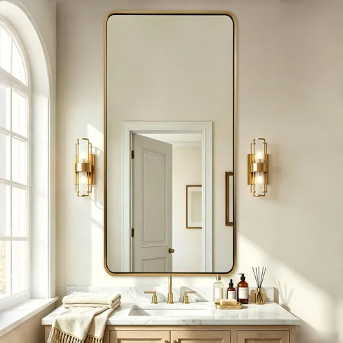 Miniatura 53 de ANDY STAR Espejo de baño negro de 24 x 30 pulgadas, espejos de tocador de baño negros para pared, espejo rectangular redondeado para fregadero
