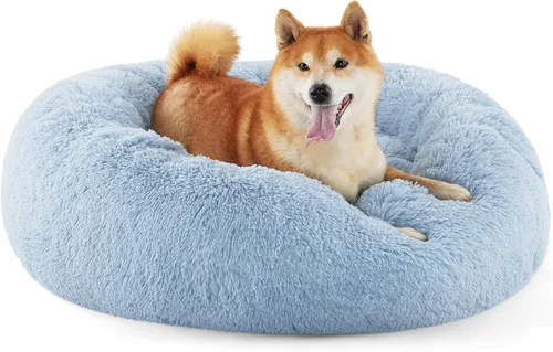 Miniatura 51 de Bedsure - Cama relajante para perro mediano, lavable, tipo dona, cama para gato, antideslizante, redonda, afelpada, mullida, de piel sintética