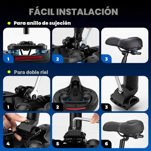 Miniatura 7 de ROCKBROS Asiento de bicicleta cómodo para bicicleta de montaña, accesorios para hombres y mujeres, cojín de asiento de bicicleta ancho suave