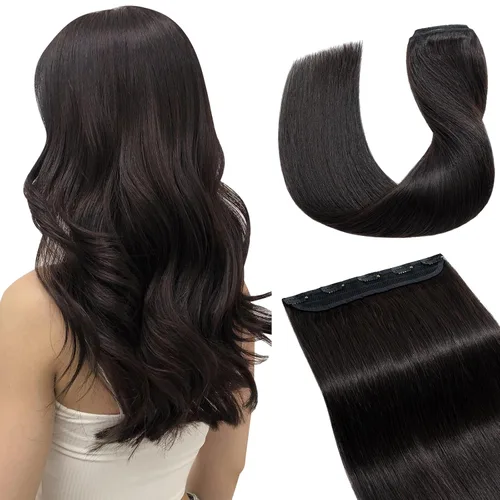 Miniatura 29 de Extensiones de cabello con clip, cabello humano Remy, extensiones de cabello largo lacio de una pieza con 5 clips, con gancho para colgar