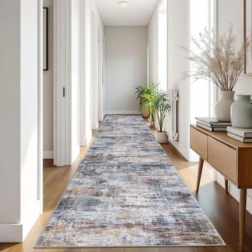 Miniatura 942 de IOHOUZE Alfombra abstracta lavable de 3 x 12 pies para pasillos, antideslizante para cocina, camino de entrada de lana sintética para interiores