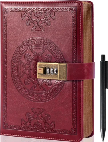 Miniatura 11 de Diario CAGIE con cerradura para hombres y mujeres, recargable con 290 páginas rayadas, diario con cerradura con bolígrafo, diario de escritura