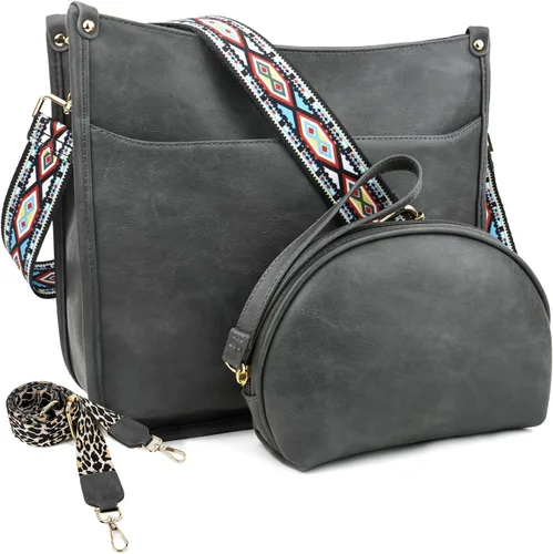 Miniatura 2 de KOGTLA Bolsos cruzados de cuero Hobo con correa de guitarra para mujer