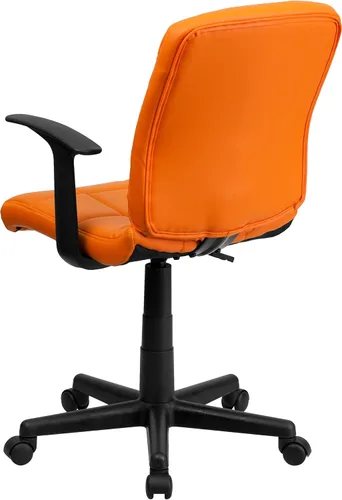 Miniatura 6 de Flash Furniture - Silla giratoria de respaldo medio de vinilo, acolchada, color negro Naranja
