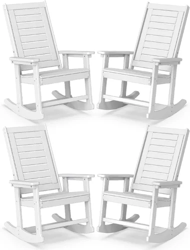 Miniatura 20 de BRIOPAWS Outdoor Rocking Chairs Set of 2 HDPE Plastic Porch Rockers Aqua Oversized Patio Rocker Chair High Back for Big Man Weather