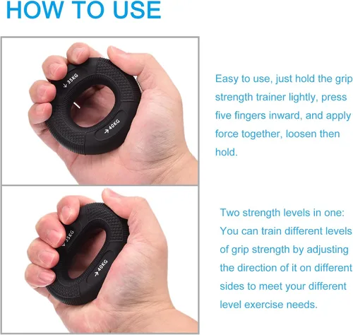 Miniatura 4 de uxcell Entrenador de fuerza de agarre de mano, 3 pulgadas, 77.2-88.2 lbs (77-88 libras), anillos de silicona para antebrazos de dedos, exprimidor