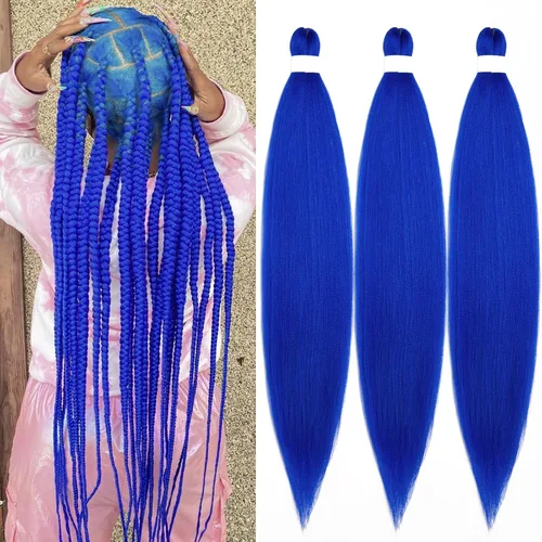 Miniatura 29 de Cabello para Trenzar Naranja Jengibre Pre-Estirado Kanekalo Cabello para Trenzar Pre-estirado 26 pulgadas Extensiones de Cabello Sintético