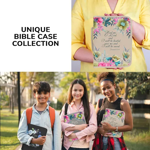 Miniatura 29 de DEHITE Funda para la Biblia para mujer, fundas de tela prémium para la Biblia para niñas, bolsa de transporte para mujer, ranuras para bolígrafos
