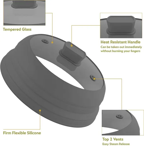 Miniatura 7 de Cubierta plegable para salpicaduras de microondas, tapa de microondas plegable de silicona de vidrio para alimentos, protector de salpicaduras