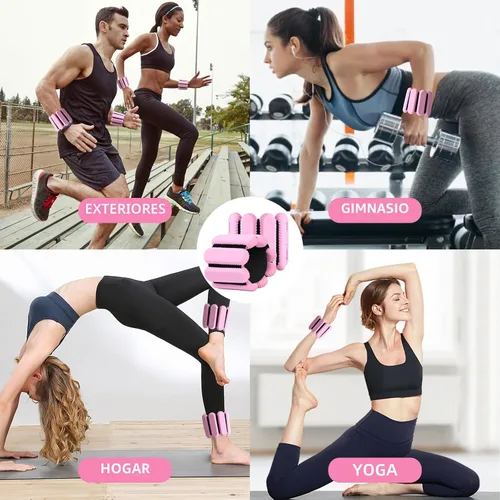 Miniatura 7 de Pesas de tobillo para mujeres y hombres, pulsera de entrenamiento con peso ajustable para muñeca para entrenamiento en casa, entrenamiento de Rosa