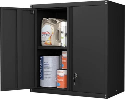 Miniatura 21 de Armarios de almacenamiento delgados para escobas, gabinete de metal con estantes y barra colgadora, gabinete de almacenamiento utilitario de 65