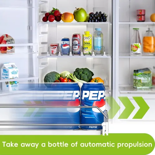 Miniatura 3 de Dispensador de latas de soda para refrigerador, organizador de bebidas autoempujante para nevera, organización de refrigerador de ancho ajustable