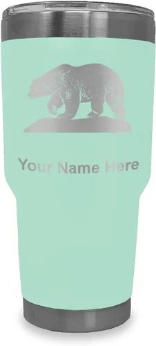 Miniatura 15 de LaserGram Vaso aislado al vacío de 20 onzas, oso polar, grabado personalizado incluido (negro)