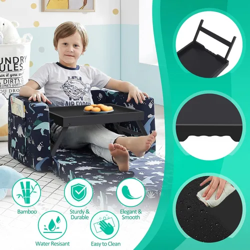 Miniatura 3 de Artmeer Bandeja de cama con patas plegables, desayuno de bambú en la cama para mesa de TV, bandeja de computadora portátil, comer, bandeja