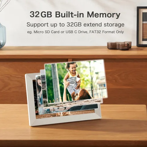 Miniatura 6 de Portarretratos digital WiFi con Frameo, 10.1 pulgadas, 1280 x 800 IPS, 32 GB, rotación automática, comparte video e imagen, regalo de cumpleaños