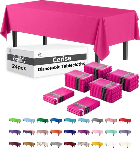 Party Solids Mantel rectangular de plástico, 54 x 108 pulgadas, paquete de 24 unidades