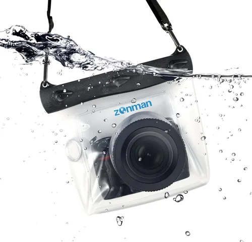 Miniatura 2 de ZONMAN, bolsa de estuche impermeable sumergible en el agua para cámaras digitales DSLR de las marcas Canon Nikon Sony Pentax (transparente)
