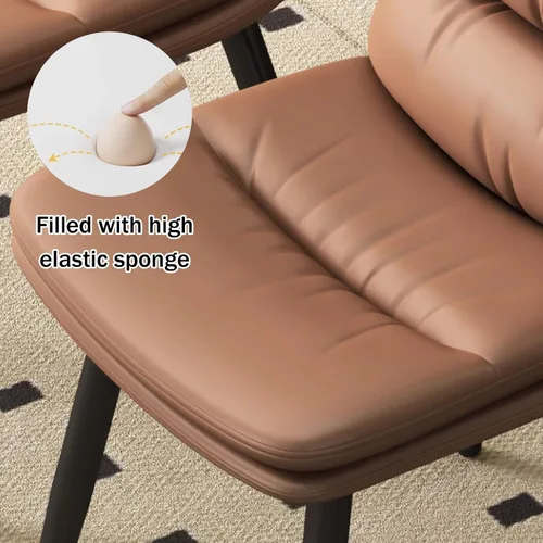 Miniatura 6 de Upholstered Dining Chairs Set of 4, Leather Kitchen Chair with Metal Legs, Dining Room Kitchen Chair with Back for Brown
