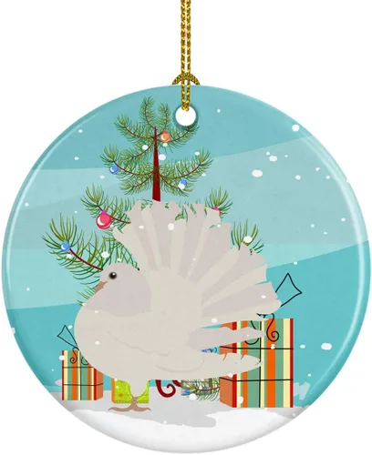 Miniatura 116 de Caroline's Treasures Adorno de cerámica de Navidad pintado o de codorniz chino, decoración colgante de árbol de Navidad verde azulado para el hogar
