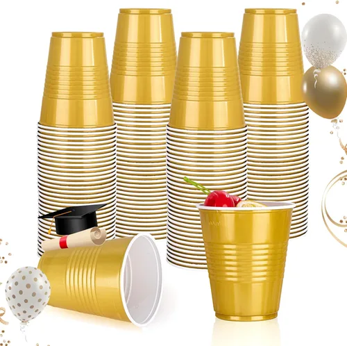 Miniatura 12 de WELLIFE 200 tazas plateadas, vasos de plástico transparente de 9 onzas, copas de vino de plástico desechables, copas de cóctel para fiestas y bodas