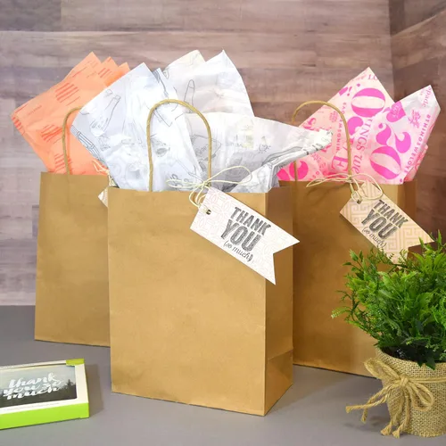 Miniatura 5 de Bolsas de papel kraft de Prime Line Packaging, bolsas de regalo marrones con asas, pequeñas bolsas de compras artesanales al por mayor