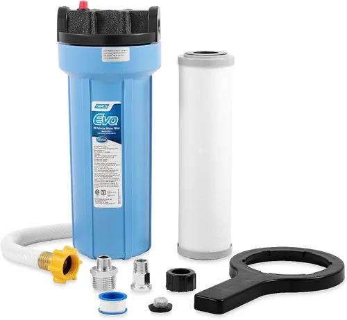 Miniatura 3 de Camco Filtro de agua Evo RV – Cuenta con carbón activado granulado para control de bacterias y un cartucho de filtro de polipropileno hilado de alta