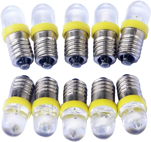 Miniatura 8 de 10pcs E10 Tornillo DC3V Punto Rojo Led Bombilla Lámparas de Luz +10pcs E10 Base (DC3V, Rojo)