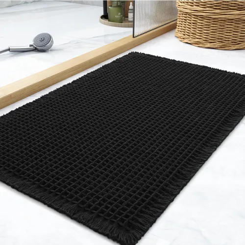 Miniatura 27 de tchdio Tapete de baño con borlas, súper absorbente, antideslizante, ultrasuave, lavable a máquina, con borlas, para el suelo del baño, junto a