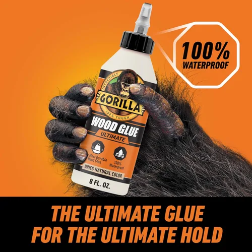 Miniatura 2 de Gorilla Ultimate - Pegamento para madera impermeable, color madera natural, 8 onzas (paquete de 1), resistente al agua para proyectos y reparaciones