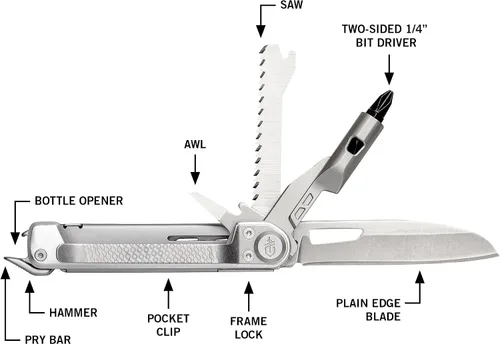 Miniatura 2 de Gerber Gear Armbar Trade 8-en-1 Multiherramienta - Cuchilla de 6.35 cm de borde liso, palanca, martillo - Equipo EDC y accesorios - Plata