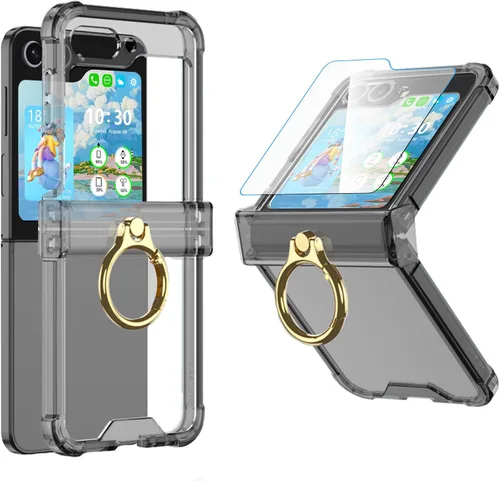 Miniatura 10 de Funda diseñada para Galaxy Z Flip 5 con protección de bisagra, funda transparente Flip 5 con soporte para Galaxy Z Flip 5 5G (2023), transparente