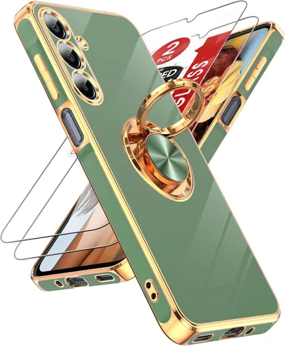 Miniatura 86 de LeYi Funda para Samsung Galaxy S22 Ultra con soporte de anillo giratorio de 360°, soporte magnético, chapado en oro rosa, borde protector para Negro
