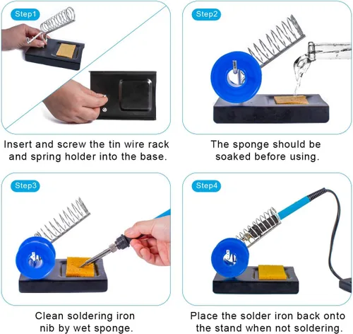 Miniatura 4 de Kit de soldador, temperatura ajustable 13 en 1 60 W, herramienta de soldadura electrónica con interruptor de encendido/apagado, 5 puntas