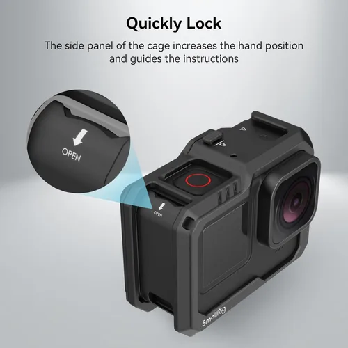 Miniatura 5 de SmallRig Hero 13 / Hero12 / Hero11 / Hero 10 / Hero 9 jaula negra para GoPro, con 2 soportes de zapata fría para GoPro Light Mod y micrófono común