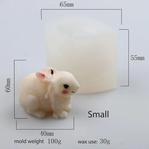 Miniatura 2 de Molde de conejo peludo pequeño, molde de silicona de conejo para vela, molde de resina de conejo, molde de jabón de conejo, molde de silicona