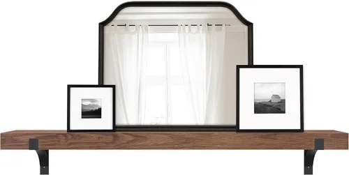 Miniatura 35 de MCS Repisa de 60 pulgadas, Master & Co Repisa de chimenea flotante de madera maciza con acabado blanco, estante flotante largo para sala de estar