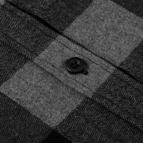 Miniatura 5 de Camisa casual de franela de manga larga para hombre, ajuste regular, con botones y dos bolsillos