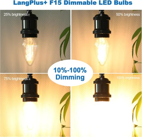 Miniatura 2 de F15 - Bombilla LED regulable de 4 W, base E26 de 2700 K, luz blanca cálida de vidrio arrugado para lámpara de techo para ventilador de techo, 2700k