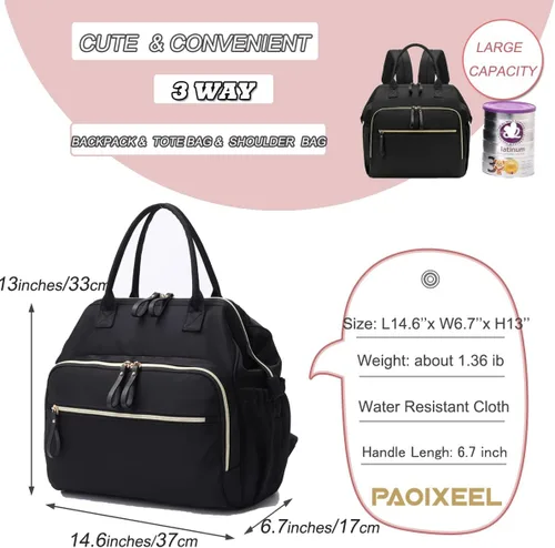 Miniatura 7 de LORADI Large Diaper Bag Tote, Hospital Bag, Baby Shower Essential 14 Pockets, Convertible, Stroller Clips, 3 Insulated Pockets, Water-resistant