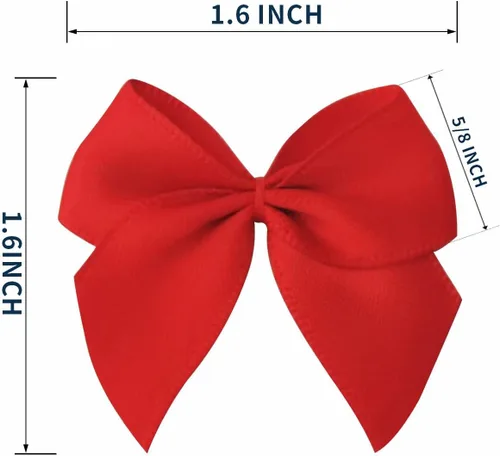 Miniatura 3 de 50 piezas mini lazos de cinta de satén de 1.6 pulgadas para manualidades, pequeños lazos rojos para decoración de Navidad Embalishement (1.6"-Rojo)