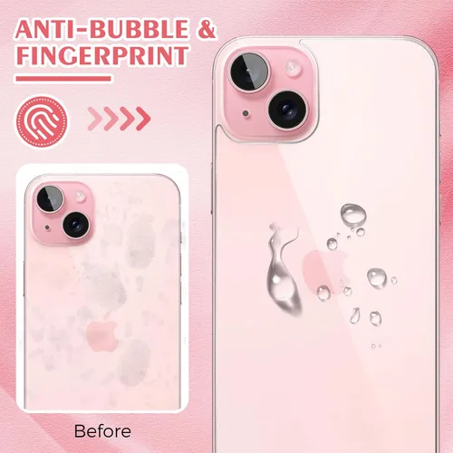Miniatura 3 de Protector de pantalla trasera para iPhone 15 Plus [2 unidades], 15 Plus Protector de vidrio trasero anti-huellas dactilares/arañazos ultra delgado