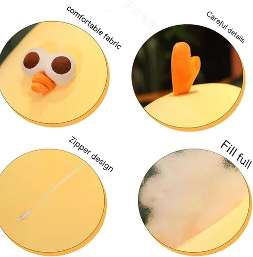 Miniatura 3 de XIYUAN Almohada de felpa de pollo gordo súper suave, juguete de peluche de 17.7 pulgadas, divertida almohada de cuello de pollo amarillo, animal