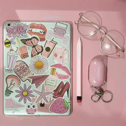 Miniatura 4 de Calcomanías estéticas rosas para niñas, impermeables, bonitas, 50 unidades, para botella de agua, laptop, teléfono, adolescentes y niños