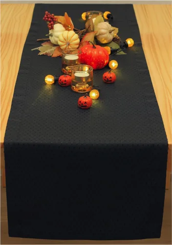 Miniatura 16 de Camino de mesa negro de 36 pulgadas, bufanda impermeable para aparador, camino de mesa de café para exteriores, elegantes caminos de mesa
