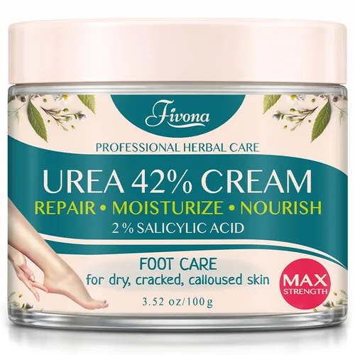 Miniatura 10 de FIVONA Crema para pies 40% urea para talones secos agrietados, crema suavizante de callos extra fuerte con ácido salicílico al 2%, árbol de té