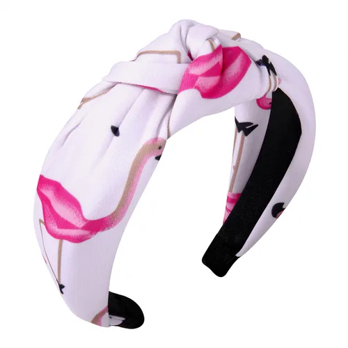 Miniatura 2 de ZITULRY Diademas anudadas para mujer, diseño de flamenco hawaiano, nudo superior, banda ancha para el cabello, bohemio, rosa, tropical, pájaro