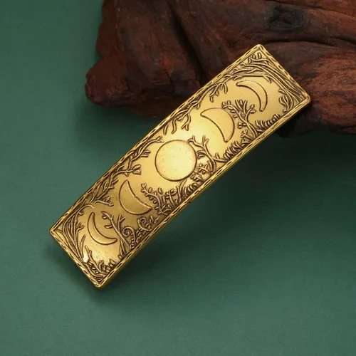Miniatura 3 de Dreamtimes Pinza para el cabello vintage retro bosque fase lunar grande hecha a mano pasador de metal francés pinza de protección horquilla
