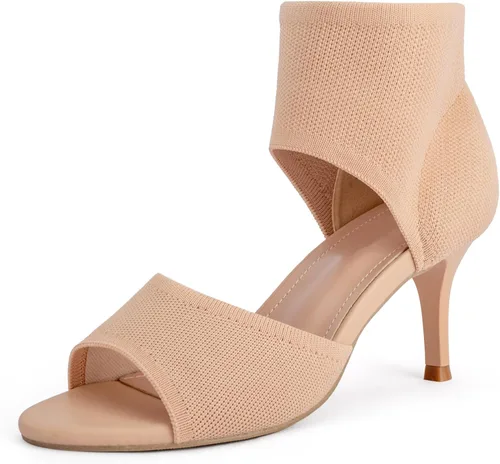 Miniatura 15 de Tacones de Puntera Abierta para Mujer, Sexys Tacones de Aguja de 3 Pulgadas, Sandalias de Tacón para Mujer con Puntera Abierta, Amplias, de Tejido