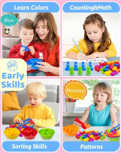 Miniatura 3 de Oomloid Animales para Contar Juguetes Montessori para Niños de 3, 4, 5 Años, Niños y Niñas, Juguetes Educativos Sensoriales para Actividades