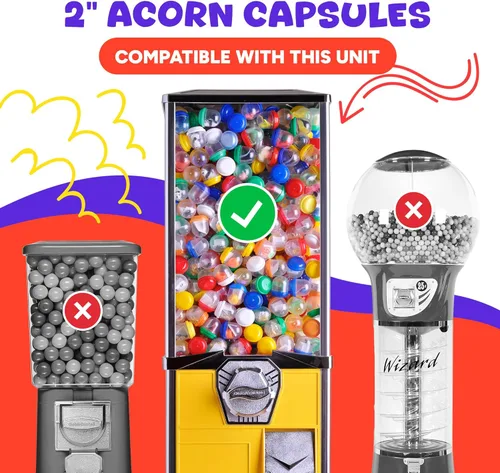Miniatura 5 de Máquina expendedora de cápsulas, cápsulas de bellota púrpura translúcidas vacías 50 piezas de 2 pulgadas, cápsulas de máquina de chicles a granel